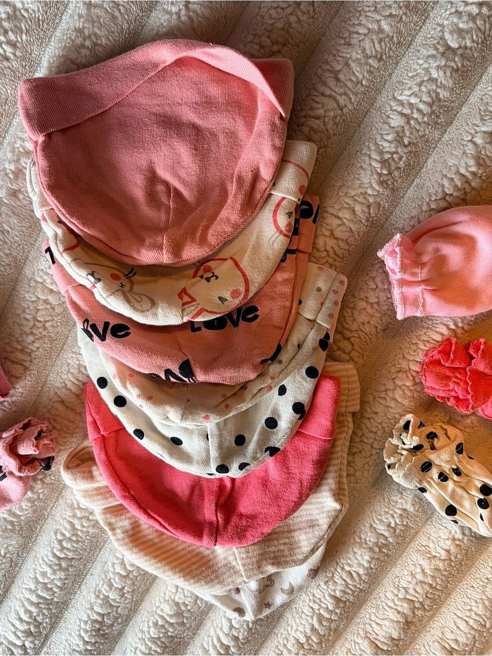Baby Bib Set Pink & White